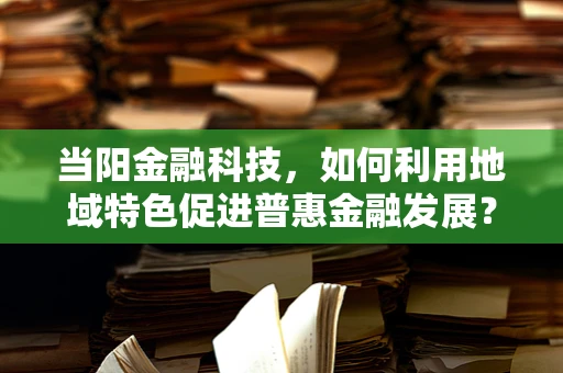 当阳金融科技，如何利用地域特色促进普惠金融发展？