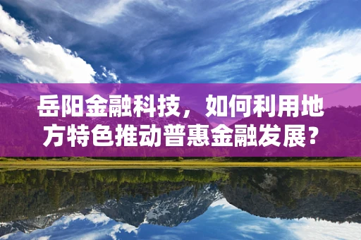 岳阳金融科技，如何利用地方特色推动普惠金融发展？