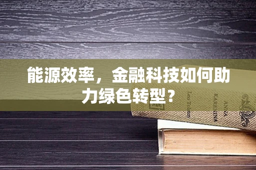 能源效率，金融科技如何助力绿色转型？